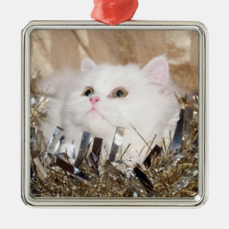 Ornamento De Metal Natal de Gato Persa Branco