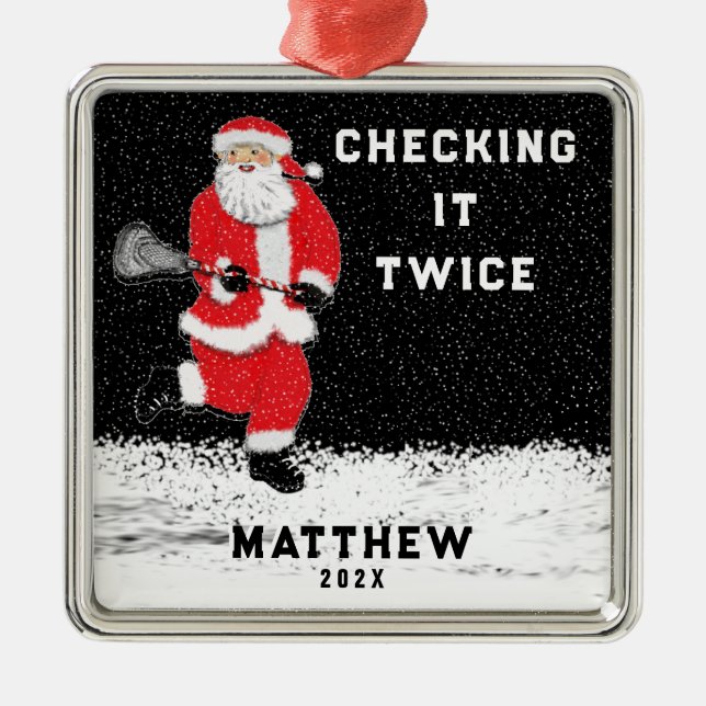 Ornamento De Metal Natal de Lacrosse (Frente)