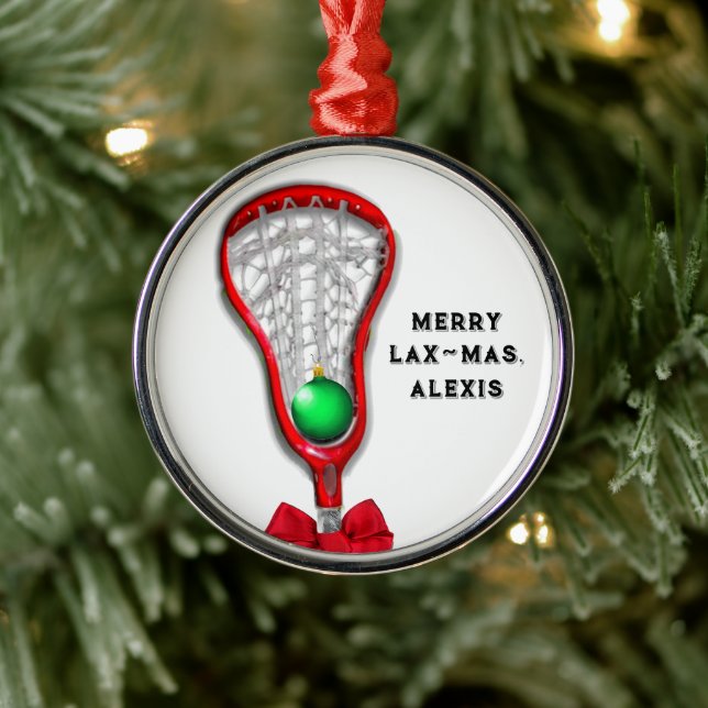 Ornamento De Metal Natal de Lacrosse Feminino (Árvore)