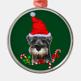 Ornamento De Metal Natal de Schnauzer em miniatura bonita