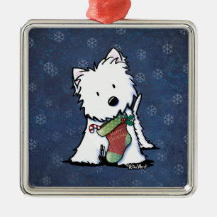 Ornamento De Metal Natal do KiniArt Westie