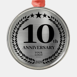 Ornamento De Metal Natal do logotipo comercial do 10º aniversário do 