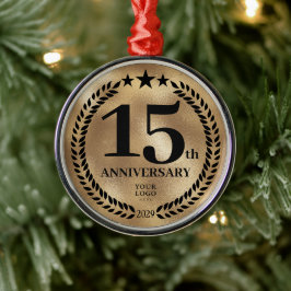 Ornamento De Metal Natal do logotipo comercial do 15 Dourado