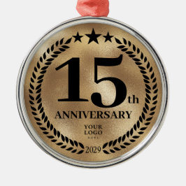 Ornamento De Metal Natal do logotipo comercial do 15 Dourado