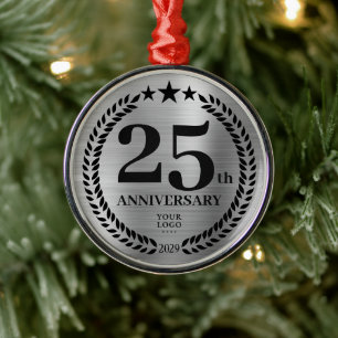 Ornamento De Metal Natal do logotipo comercial do 25 Silver