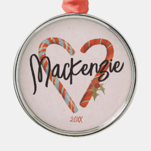 Ornamento De Metal Natal do Nome do Coração de Cane de Caneta Persona