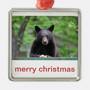 Ornamento De Metal Natal do urso preto