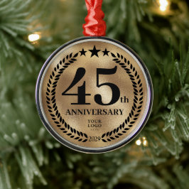 Ornamento De Metal Natal Dourado do 45º aniversário de negócios