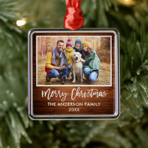 Ornamento De Metal Natal Feliz da Família de Madeira Rúscula de Esc