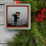Ornamento De Metal Natal Juntos casal feriado<br><div class="desc">Crie o seu próprio ornamento de fotos do Primeiro Natal Juntos. Muito bom estilo de Natal. Adicione sua própria foto e nomes para personalizar.</div>