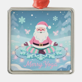 Ornamento De Metal Natal Meditação do Papai Noel Rosa Yoga