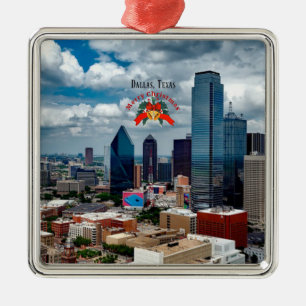 Ornamento De Metal Natal, panorama de Dallas, Texas