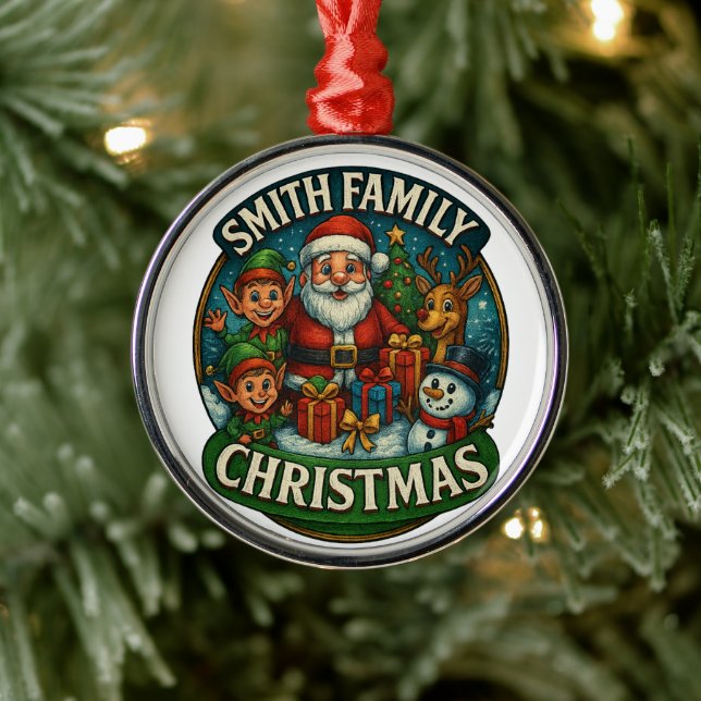 Ornamento De Metal Natal para a Família Festiva Editável (Árvore)