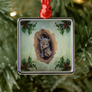 Ornamento De Metal Natal para os esquilos das Cinzas