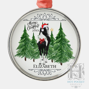 Ornamento De Metal Natal Personalizado de Cavalos em Aquarela