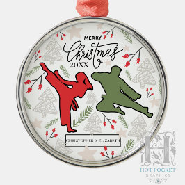 Ornamento De Metal Natal Personalizado de Karatê Artes Marciais