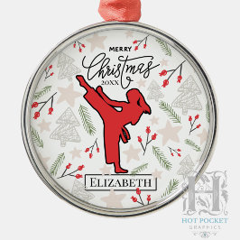 Ornamento De Metal Natal Personalizado de Karate Artes Marciais