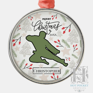 Ornamento De Metal Natal Personalizado de Karatê Artes Marciais
