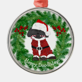 Ornamento De Metal Natal personalizado Labradoodle Papai Noel