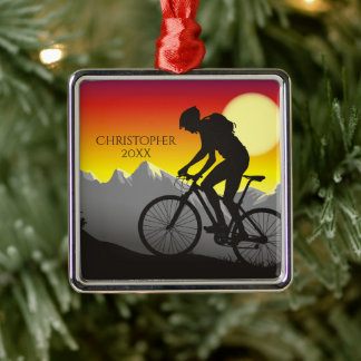 Ornamento De Metal Natal Personalizado para Biker de Montanha