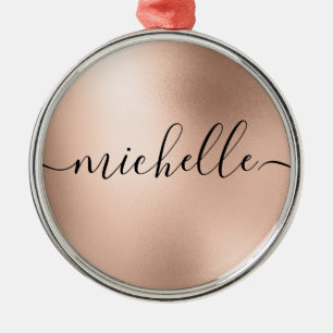 Ornamento De Metal Natal personalizado rosa Dourado