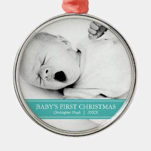 Ornamento De Metal Natal personalizado simples de chá e branco