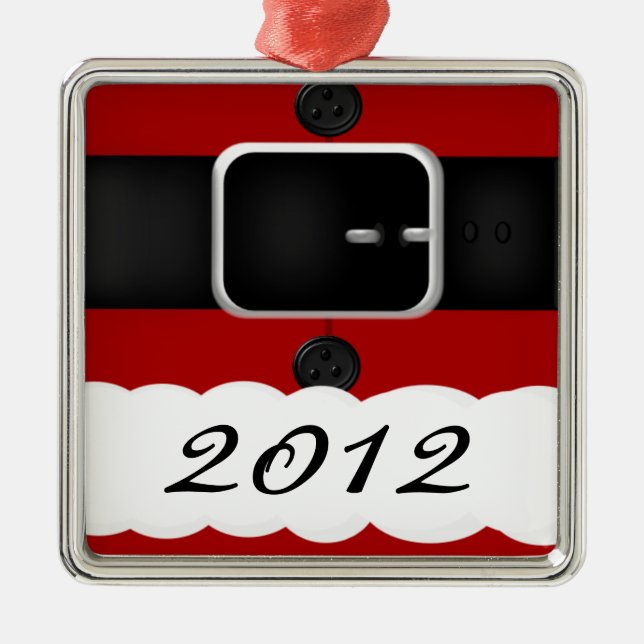 Ornamento De Metal Natal personalizado terno de Papai Noel (Frente)