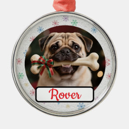 Ornamento De Metal Natal Personalizável em Formato Redondo para Dono 
