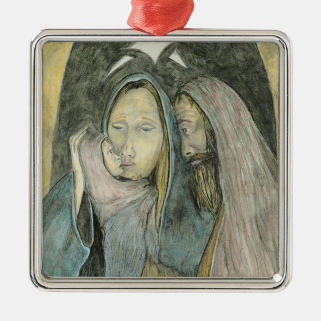 Ornamento De Metal Natal religioso da natividade de Jesus Mary Joseph (Frente)