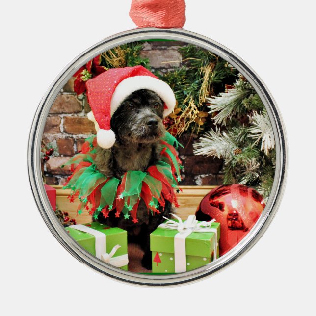 Ornamento De Metal Natal - Schnoodle - recruta (Frente)