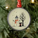 Ornamento De Metal Natal Snowman Xmas Dog Winter<br><div class="desc">Natal Snowman Xmas Dog Winter</div>