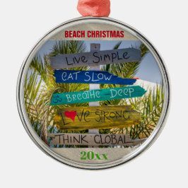 Ornamento De Metal Natal Trpical Beach Inspiration Personalizado