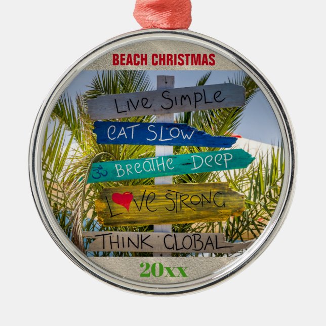 Ornamento De Metal Natal Trpical Beach Inspiration Personalizado (Frente)