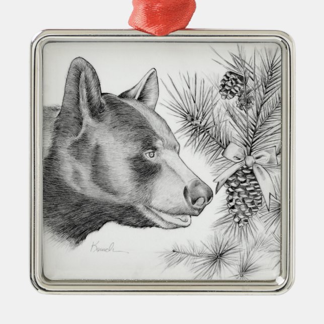 Ornamento De Metal Natal-Urso-Feliz Natal (Frente)