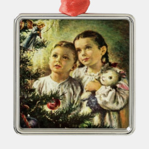 Ornamento De Metal Natal Vintage Família Irmão Irmã