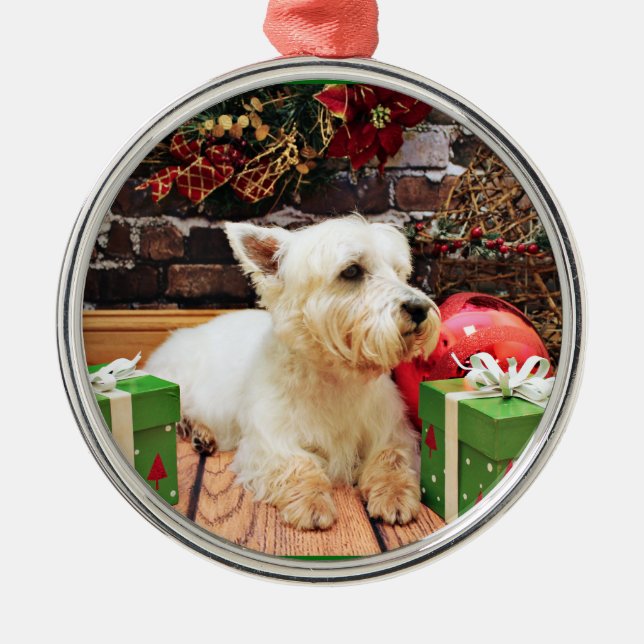 Ornamento De Metal Natal - Westie - Callie (Frente)