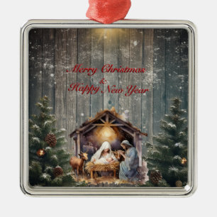 Ornamento De Metal Natividade Serenidade: Desejos Pacíficos de Natal