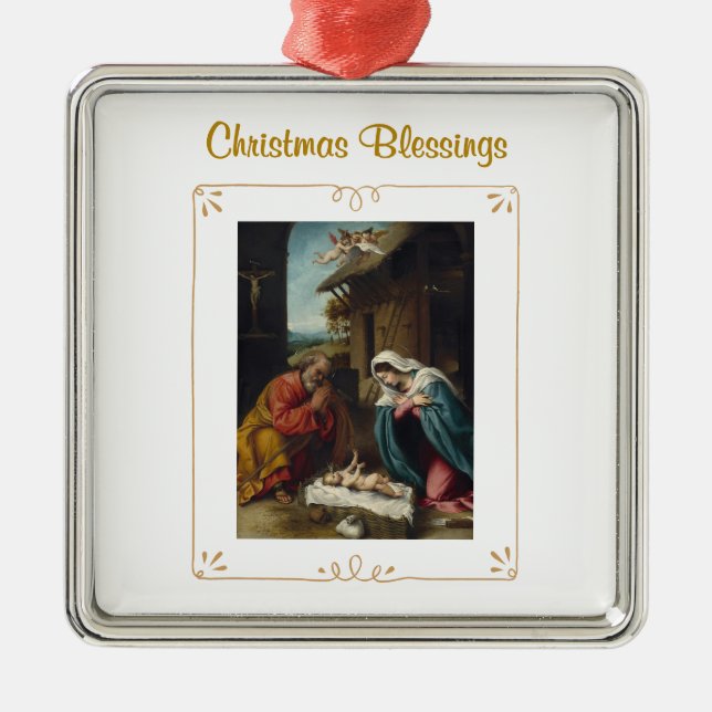 Ornamento De Metal Nativity Christmas Blessings Religious Ornament (Frente)
