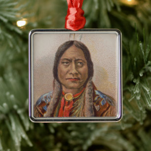 Ornamento De Metal Nativo americano: Touro Sentado Lakota, anúncio de