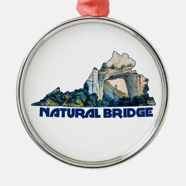 Ornamento De Metal Natural Bridge Virginia State Map (Frente)