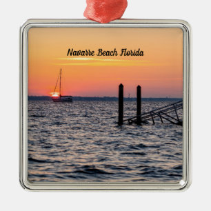 Ornamento De Metal Navarre Florida Papais noeis Rosa Sunrise Ornament