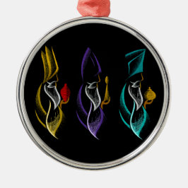 Ornamento De Metal Navidad Reyes Magos estilo bordado
