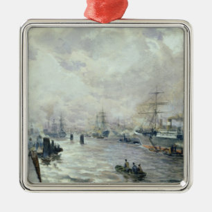 Ornamento De Metal Navios de navigação no porto de Hamburgo, 1889