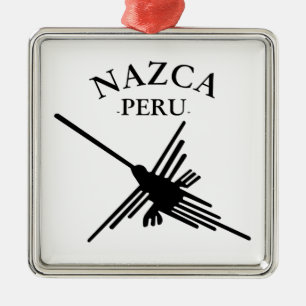 Ornamento De Metal Nazca Peru Hummingbird com texto curvo