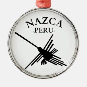Ornamento De Metal Nazca Peru Hummingbird com texto curvo