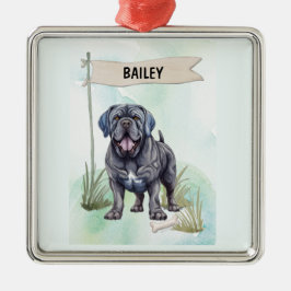 Ornamento De Metal Neapolitan Mastiff Watercolor Personalized Dog