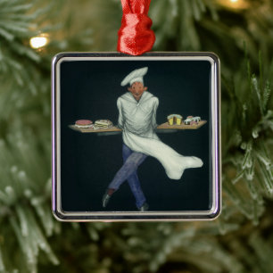 Ornamento De Metal Negócio de Comida Antiga, Padeiro com Sobremesas d