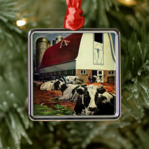 Ornamento De Metal Negócio do vintage, vacas de leite de Holstein na