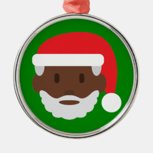 Ornamento De Metal negro santa claus emoji