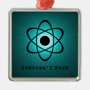Ornamento De Metal Nerdy Atomic Door Hanger Ornament, Teal